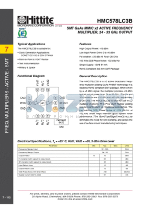 HMC578LC3B_09 datasheet - SMT GaAs MMIC x2 ACTIVE FREQUENCY MULTIPLIER, 24 - 33 GHz OUTPUT