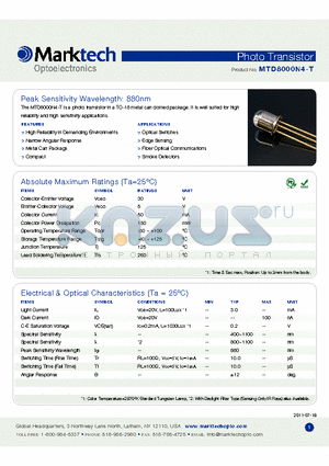 MTD8000N4T datasheet - Peak Sensitivity Wavelength: 880nm