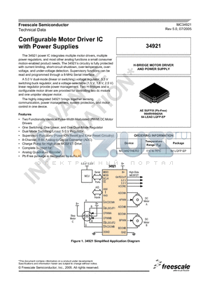 MC34921AER2 datasheet - Configurable Motor Driver IC with Power Supplies