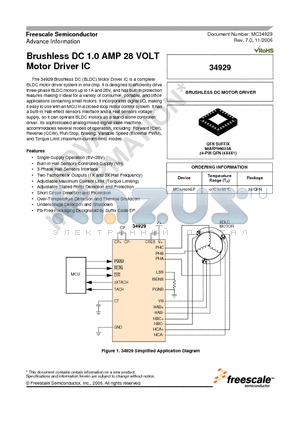 MC34929EP datasheet - Brushless DC 1.0 AMP 28 VOLT Motor Driver IC