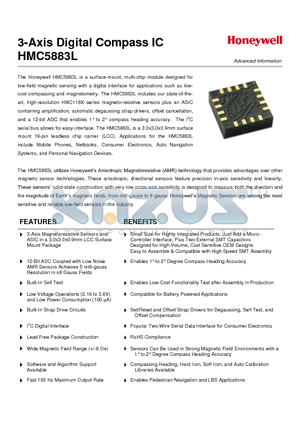 HMC5883L datasheet - 3-Axis Digital Compass IC