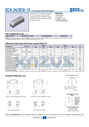 ECX-26 datasheet - 32.768 KHz SMD TUNING FORK CRYSTAL