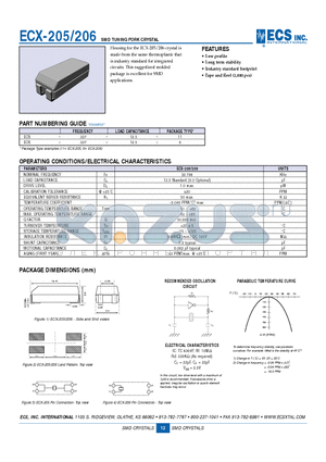 ECX-205 datasheet - SMD TUNING FORK CRYSTAL