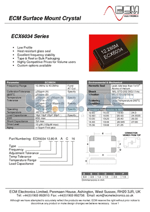 ECX6034 datasheet - Surface Mount Crystal