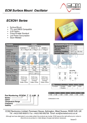 ECXO91 datasheet - Surface Mount Oscillator
