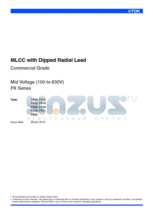 FK18C0G2A221J datasheet - MLCC with Dipped Radial Lead