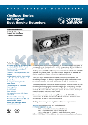 ED-DP datasheet - Intelligent Duct Smoke Detectors