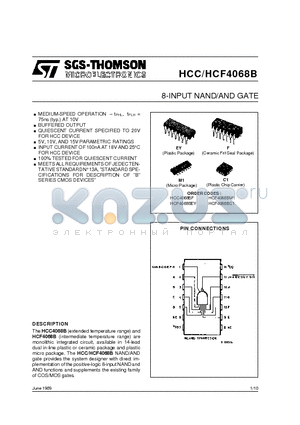 HCF4068B datasheet - 8-INPUT NAND/AND GATE