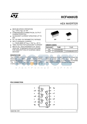 HCF4069UM013TR datasheet - HEX INVERTER