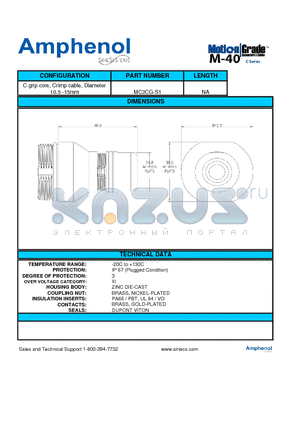 MC3CG-S1 datasheet - C grip core, Crimp cable, Diameter 10.5 -15mm