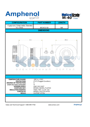 MC3CG-S2 datasheet - C grip core, Crimp cable, Diameter 15 -17mm