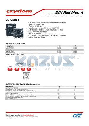 ED10B5 datasheet - DC output Solid State Relay in an Industry standard