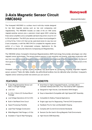 HMC6042CUTTAPE datasheet - 2-Axis Magnetic Sensor Circuit