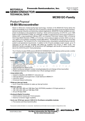 MC3S12C32 datasheet - 16-Bit Microcontroller