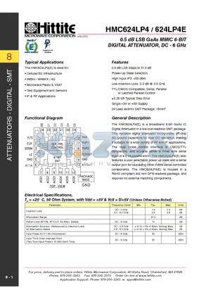 HMC624LP4_10 datasheet - 0.5 dB LSB GaAs MMIC 6-BIT DIGITAL ATTENUATOR, DC - 6 GHz