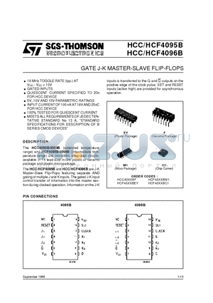 HCF4095BEY datasheet - GATE J-K MASTER-SLAVE FLIP-FLOPS