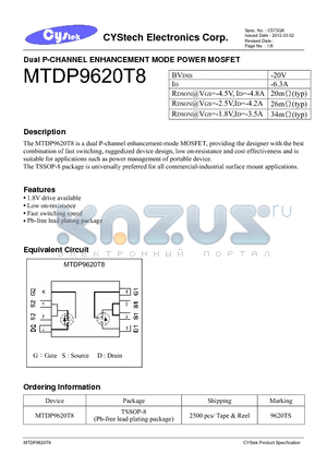 MTDP9620T8 datasheet - Dual P-CHANNEL ENHANCEMENT MODE POWER MOSFET