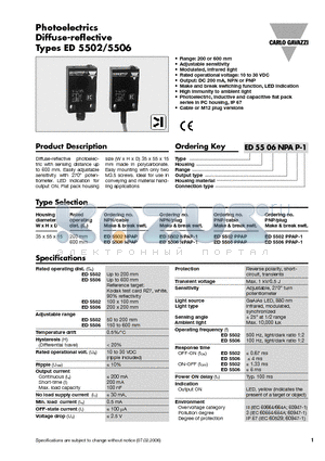 ED5506NPAP-1 datasheet - Photoelectrics Diffuse-reflective