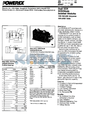 ED41 datasheet - Dual SCR/Diode Isolated modules