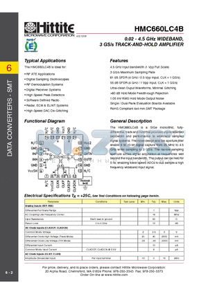 HMC660LC4B_09 datasheet - 0.02 - 4.5 GHz WIDEBAND, 3 GS/s TRACK-AND-HOLD AMPLIFIER
