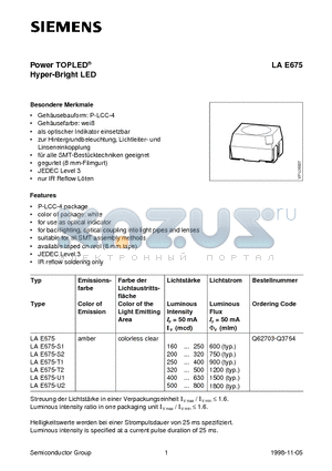 LAE675 datasheet - Power TOPLED Hyper-Bright LED