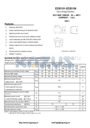 EDB101 datasheet - Silicon Bridge Rectifiers