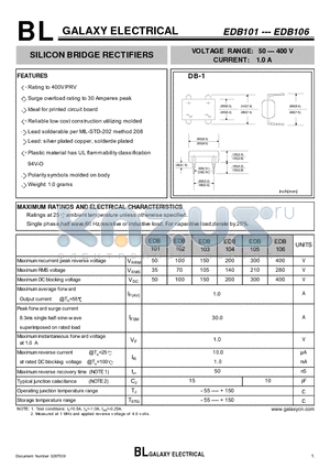 EDB102 datasheet - SILICON BRIDGE RECTIFIERS