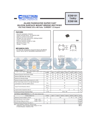 EDB103 datasheet - GLASS PASSIVATED SUPER FAST SILICON SURFACE MOUNT BRIDGE RECTIFIER