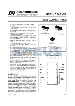 HCF4536B datasheet - PROGRAMMABLE TIMER