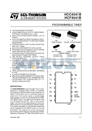 HCF4541B datasheet - PROGRAMMABLE TIMER