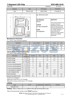 EDC-660-19-01 datasheet - 7-Segment LED-Chip