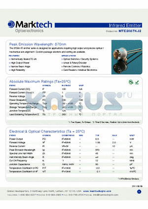 MTE2087NJ2 datasheet - Peak Emission Wavelength: 870nm