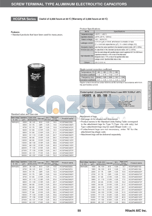 HCGF5A2C223Y datasheet - SCREW TERMINAL TYPE ALUMINUM ELECTROLYTIC CAPACITORS