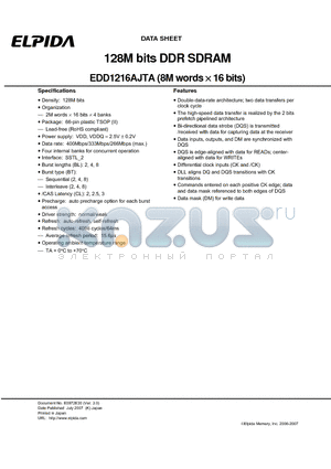 EDD1216AJTA-5C-E datasheet - 128M bits DDR SDRAM