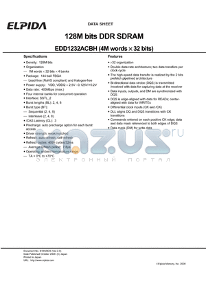 EDD1232ACBH datasheet - 128M bits DDR SDRAM