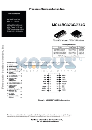 MC44BC373CDTB datasheet - PLL Tuned UHF and VHF Audio/Video High Integration Modulator