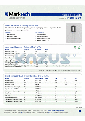 MTE5066N-UR datasheet - Peak Emission Wavelength: 660nm