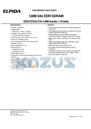 EDD1216AJTA-4B-E datasheet - 128M bits DDR SDRAM