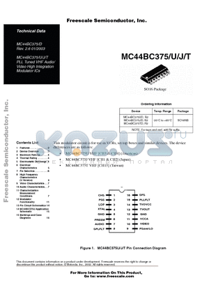 MC44BC375 datasheet - PLL Tuned VHF Audio/Video High Integration Modulator ICs