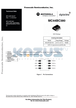 MC44BC380 datasheet - VHF/ UHF ANTENNA BOOSTER/SPLITTER IC