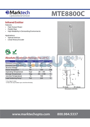 MTE8800C datasheet - Infrared Emitter