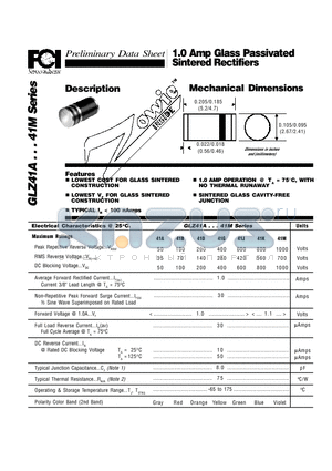 GLZ41A datasheet - 1.0 Amp Glass Passivated Sintered Rectifiers