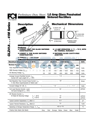 GLZ41D datasheet - 1.0 Amp Glass Passivated Sintered Rectifiers