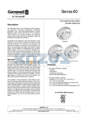 71035-210 datasheet - Conventional Two-Wire Smoke Detectors