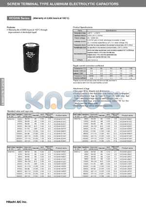 HCGHA1E3331 datasheet - SCREW TERMINAL TYPE ALUMINUM ELECTROLYTIC CAPACITORS