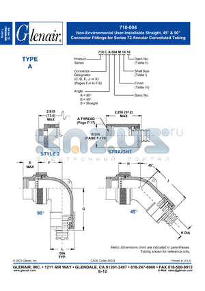 710CS004M datasheet - Non-Environmental User-Installable Straight