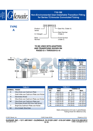 710S188M16 datasheet - Non-Environmental User-Installable Transition Fitting