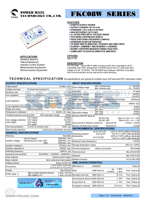 FKC08-24D12W datasheet - 8 WATTS OUTPUT POWER