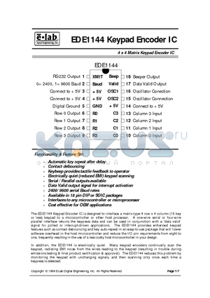 EDE-1144 datasheet - Keypad Encoder IC