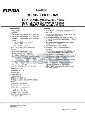 EDE1104ACSE datasheet - 1G bits DDR2 SDRAM